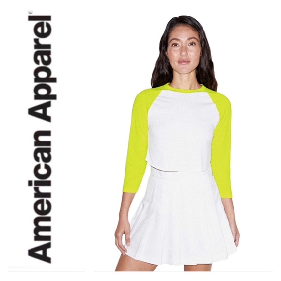 American‎ Apparel Boho 50/50 Collection Cropped Baseball Tee Festival Athletic - Picture 1 of 4
